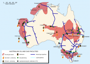 Map of Australia's oil and gas facilities