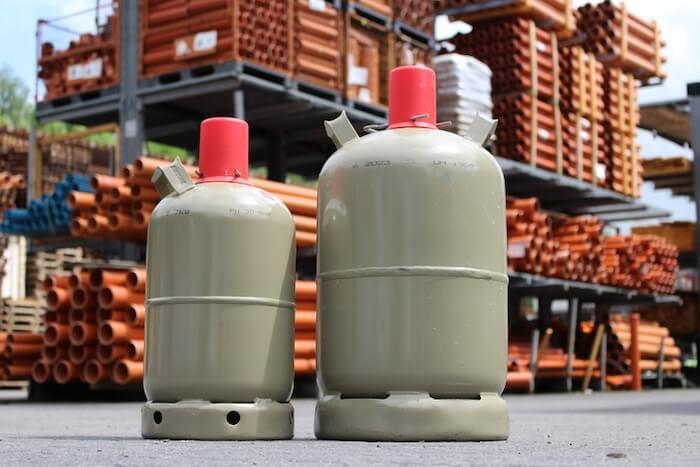 LPG bottles and natural gas pipes