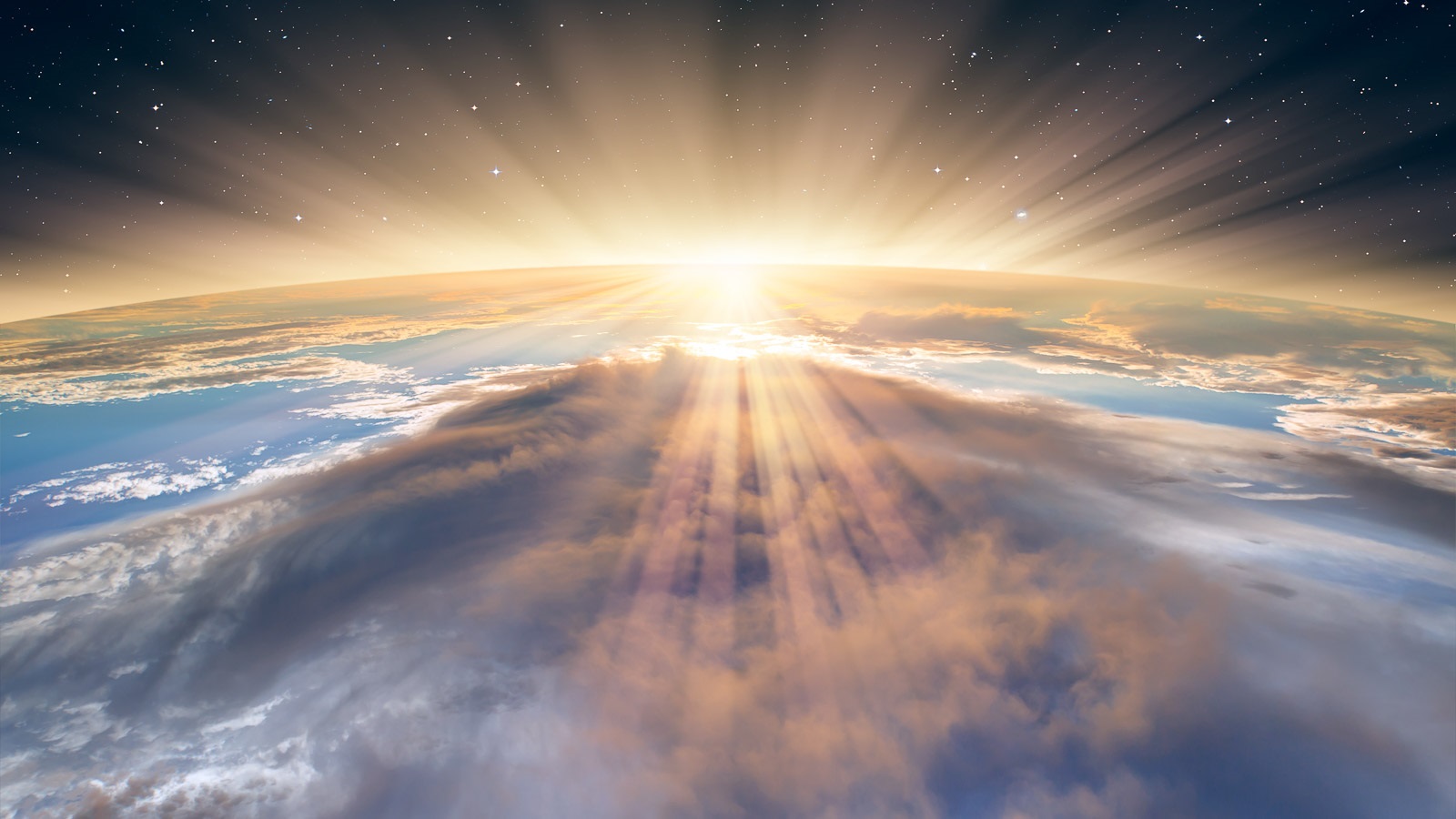 Planet Earth with the Sun's rays on the horizon