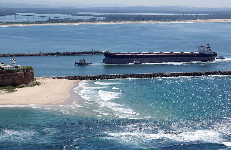 Coal carrier entering Port Hunter Newcastle, New South