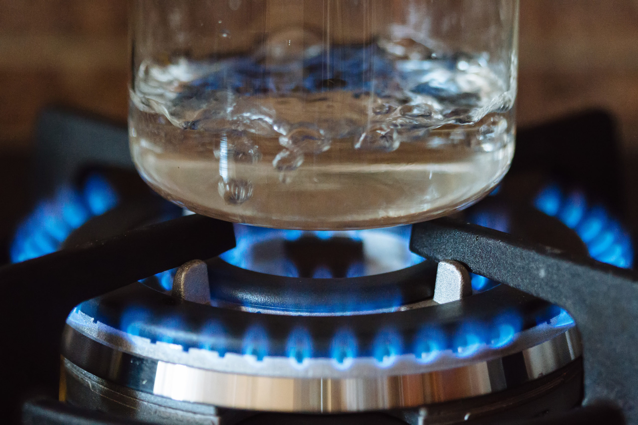 Water boiling on gas stove