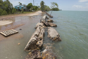 Rising waters breach sea walls on Saibi Island
