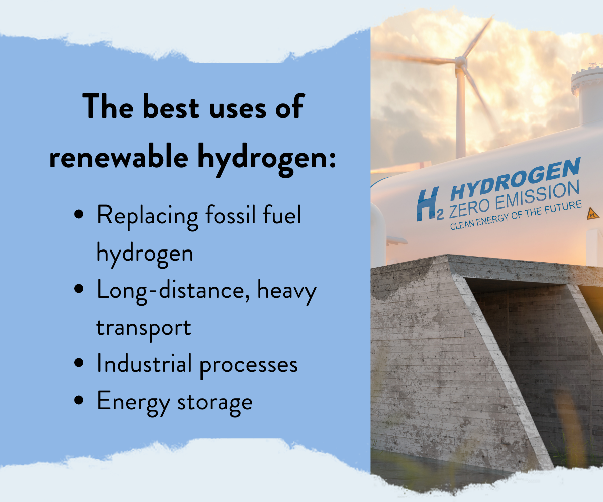 Graphic about the best uses of renewable hydrogen