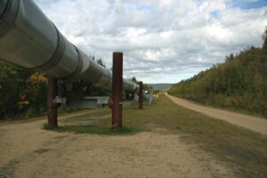 Gas pipeline running over land